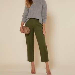 Outerknown Army Utility Ankle Pants Linen Organic Cotton Blend Olive Green Sz 28